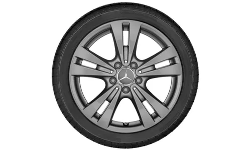 Колесный диск 7,5J×17 ET52,5 для Mercedes-Benz A-Class 176 / B-Class 246 / CLA 117, передняя и задняя оси, серый Himalaya, 5 двойных спиц — фото 3