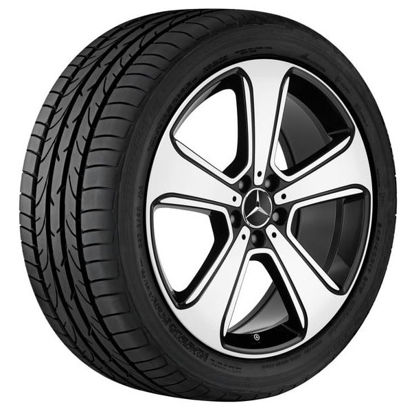 Колесный диск 7,5J×17 ET52,5 для Mercedes-Benz A-Class 176 / B-Class 246 / CLA 117, передняя и задняя оси, черный, с алмазной проточкой, 5 спиц — фото 1