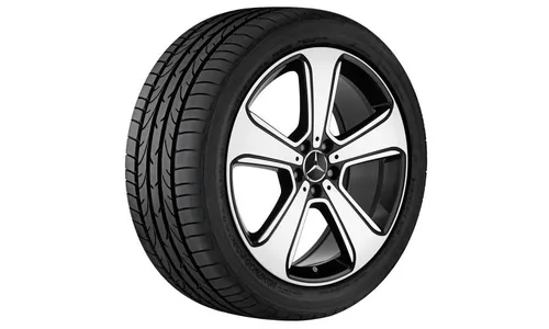 Колесный диск 7,5J×17 ET52,5 для Mercedes-Benz A-Class 176 / B-Class 246 / CLA 117, передняя и задняя оси, черный, с алмазной проточкой, 5 спиц — фото 1