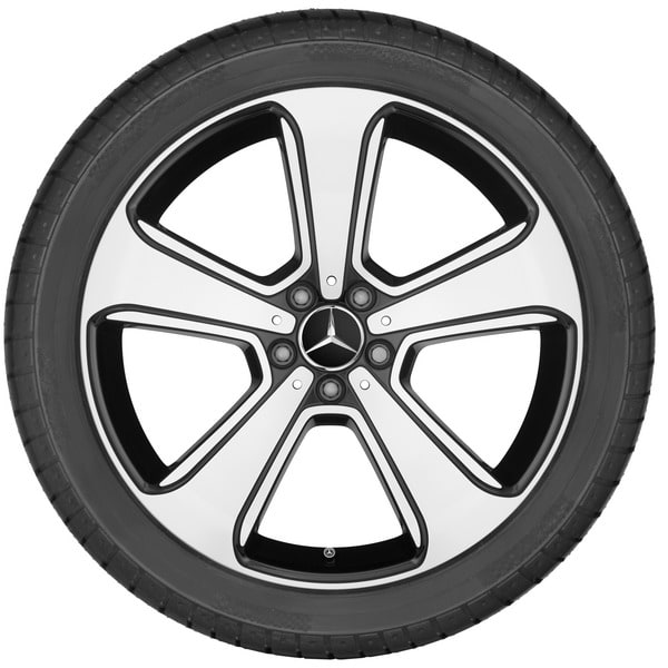 Колесный диск 7,5J×17 ET52,5 для Mercedes-Benz A-Class 176 / B-Class 246 / CLA 117, передняя и задняя оси, черный, с алмазной проточкой, 5 спиц — фото 2