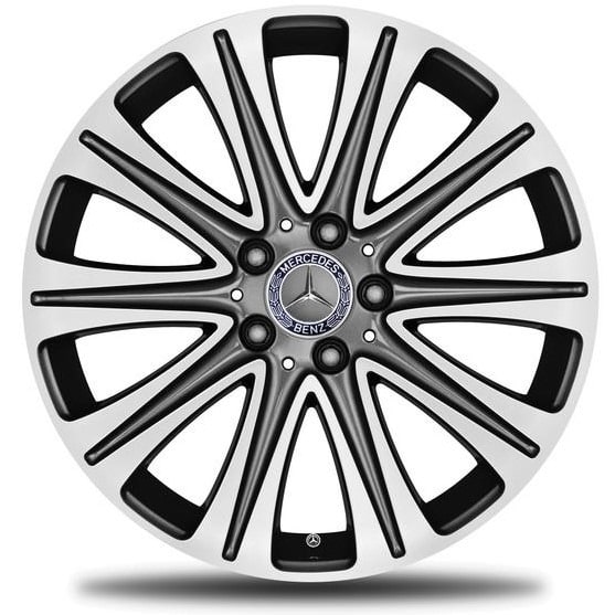 Колесный диск 7,5J×18 ET52 для Mercedes-Benz A-Class 176 / B-Class 246 / CLA 117, передняя и задняя оси, серый металлик Tremolite, с алмазной проточкой, 10 спиц — фото 1