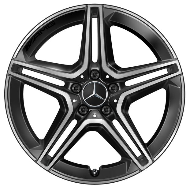 Колесный диск AMG 7,5J×19 ET53 для Mercedes-Benz GLA 247 / GLB 247, передняя и задняя оси, черный, с алмазной проточкой, 5 двойных спиц — фото 1