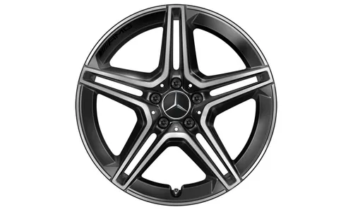 Колесный диск AMG 7,5J×19 ET53 для Mercedes-Benz GLA 247 / GLB 247, передняя и задняя оси, черный, с алмазной проточкой, 5 двойных спиц — фото 1