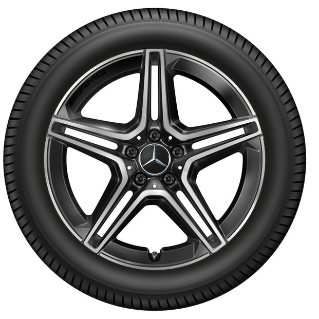 Колесный диск AMG 7,5J×19 ET53 для Mercedes-Benz GLA 247 / GLB 247, передняя и задняя оси, черный, с алмазной проточкой, 5 двойных спиц — фото 3