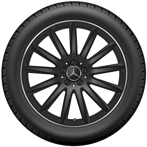 Колесный диск AMG 8J×20 ET48 для Mercedes-Benz GLA 247 / GLB 247, передняя и задняя оси, черный, глянцевый, кромка обода с алмазной проточкой, многоспицевый — фото 3