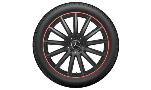 Колесный диск AMG 8J×20 ET48 для Mercedes-Benz GLA 247 / GLB 247, передняя и задняя оси, черный, красная окрашенная кромка обода, многоспицевый — фото 3