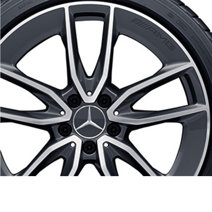 Колесный диск AMG 8J×19 ET49 для Mercedes-Benz GLA 247 / GLB 247, передняя и задняя оси, серый Tantal, с алмазной проточкой, 5 двойных спиц — фото 3