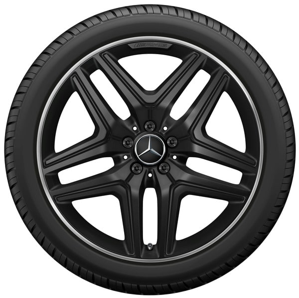 Колесный диск AMG 8,5J×20 ET51,5 для Mercedes-Benz GLA 247 / GLB 247, передняя и задняя оси, черный, матовый, кромка обода с алмазной проточкой, 5 двойных спиц — фото 3