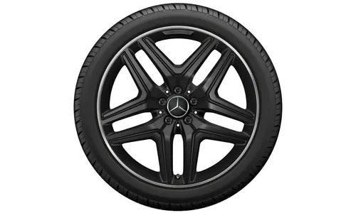 Колесный диск AMG 8,5J×20 ET51,5 для Mercedes-Benz GLA 247 / GLB 247, передняя и задняя оси, черный, матовый, кромка обода с алмазной проточкой, 5 двойных спиц — фото 3