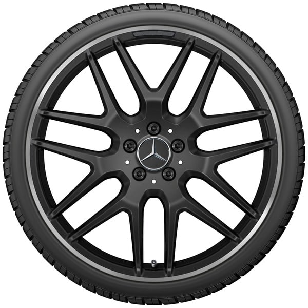 Колесный диск AMG 8,5J×21 ET51 для Mercedes-Benz GLA 247 / GLB 247, передняя и задняя оси, черный, матовый, с алмазной проточкой, перекрестные спицы — фото 3