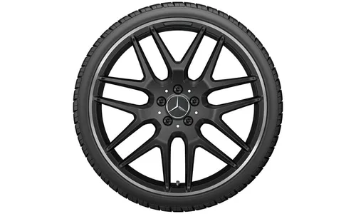 Колесный диск AMG 8,5J×21 ET51 для Mercedes-Benz GLA 247 / GLB 247, передняя и задняя оси, черный, матовый, с алмазной проточкой, перекрестные спицы — фото 3