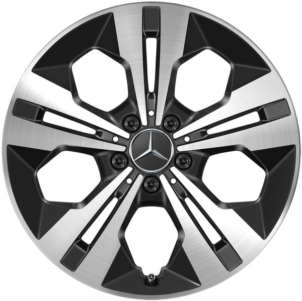 Колесный диск 7,5J×18 ET53 для Mercedes-Benz GLA 247 / GLB 247, передняя и задняя оси, черный, с алмазной проточкой, 5 двойных спиц — фото 1