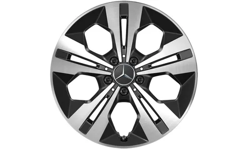 Колесный диск 7,5J×18 ET53 для Mercedes-Benz GLA 247 / GLB 247, передняя и задняя оси, черный, с алмазной проточкой, 5 двойных спиц — фото 1