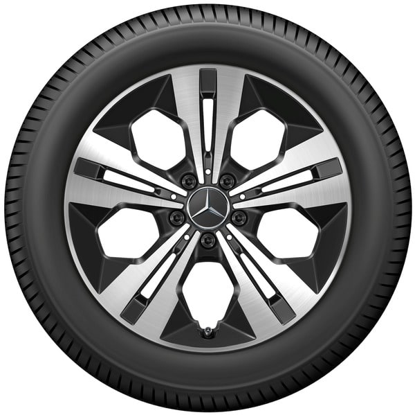 Колесный диск 7,5J×18 ET53 для Mercedes-Benz GLA 247 / GLB 247, передняя и задняя оси, черный, с алмазной проточкой, 5 двойных спиц — фото 3