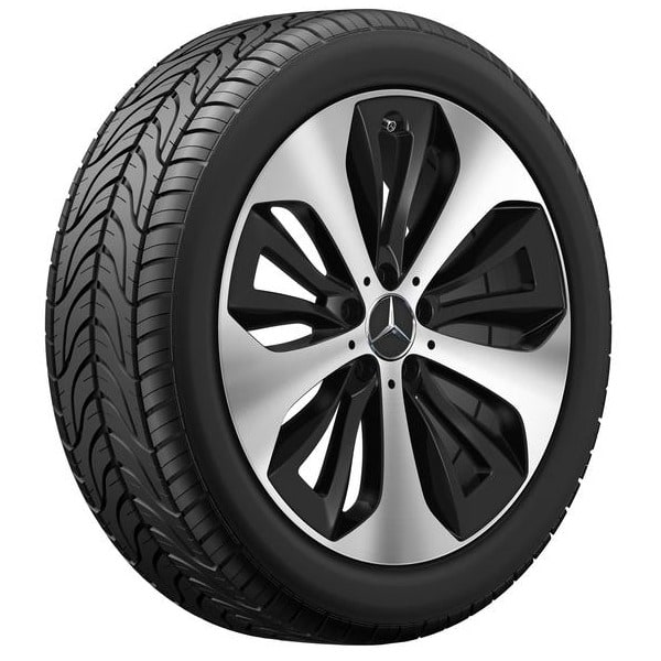 Колесный диск 7,5J×19 ET53 для Mercedes-Benz GLA 247 / GLB 247, передняя и задняя оси, черный, матовый, с алмазной проточкой, 5 двойных спиц — фото 2
