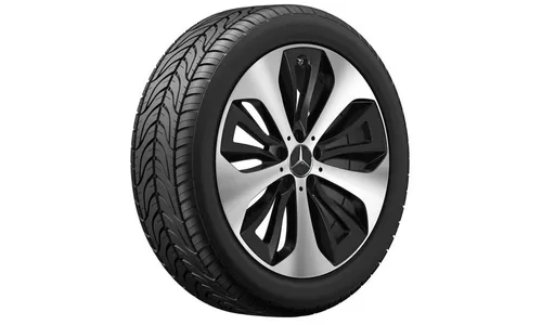 Колесный диск 7,5J×19 ET53 для Mercedes-Benz GLA 247 / GLB 247, передняя и задняя оси, черный, матовый, с алмазной проточкой, 5 двойных спиц — фото 2