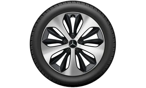Колесный диск 7,5J×19 ET53 для Mercedes-Benz GLA 247 / GLB 247, передняя и задняя оси, черный, матовый, с алмазной проточкой, 5 двойных спиц — фото 3