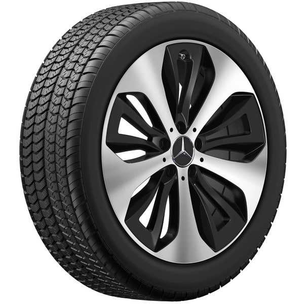 Колесный диск 7,5J×19 ET53 для Mercedes-Benz GLA 247 / GLB 247, передняя и задняя оси, черный, матовый, с алмазной проточкой, 5 двойных спиц — фото 4