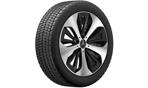 Колесный диск 7,5J×19 ET53 для Mercedes-Benz GLA 247 / GLB 247, передняя и задняя оси, черный, матовый, с алмазной проточкой, 5 двойных спиц — фото 4