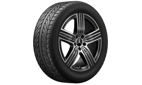 Колесный диск 7,5J×18 ET53 для Mercedes-Benz GLA 247 / GLB 247, передняя и задняя оси, черный, с алмазной проточкой, 5 спиц — фото 2
