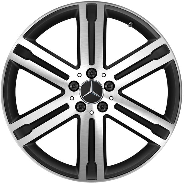 Колесный диск 8J×20 ET48 для Mercedes-Benz GLA 247 / GLB 247, передняя и задняя оси, черный, матовый, с алмазной проточкой, 6 спиц — фото 1