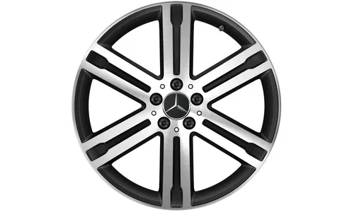 Колесный диск 8J×20 ET48 для Mercedes-Benz GLA 247 / GLB 247, передняя и задняя оси, черный, матовый, с алмазной проточкой, 6 спиц — фото 1
