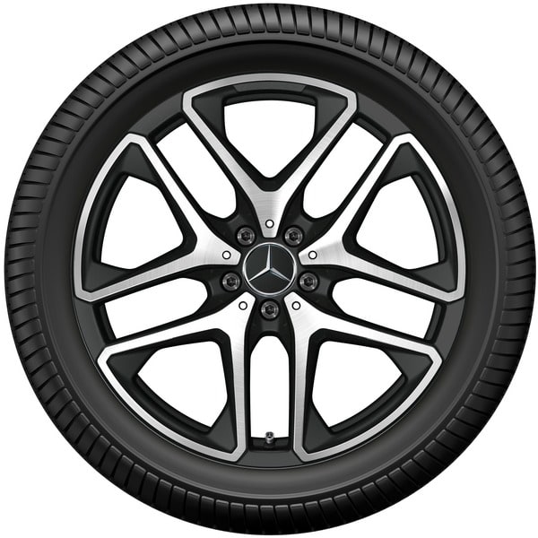 Колесный диск AMG 9,5J×20 ET30 для Mercedes-Benz GLC 253, передняя ось, черный, матовый, с алмазной проточкой, 5 двойных спиц — фото 3