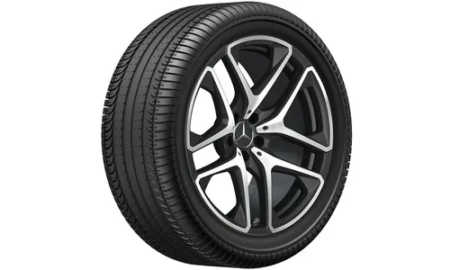 Колесный диск AMG 10J×20 ET28 для Mercedes-Benz GLC 253, задняя ось, черный, матовый, с алмазной проточкой, 5 двойных спиц — фото 1