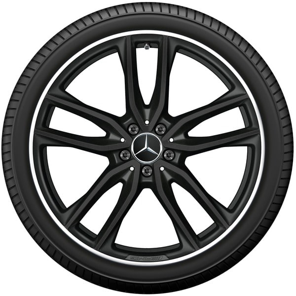 Колесный диск AMG 9,5J×21 ET30 для Mercedes-Benz GLC 253, передняя ось, черный, матовый, 5 двойных спиц — фото 3