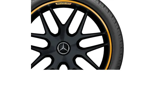 Колесный диск AMG 10J×21 ET28 для Mercedes-Benz GLC 253, задняя ось, черный, матовый, желтая окрашенная кромка обода — фото 2