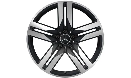 Колесный диск 8,5J×20 ET40 для Mercedes-Benz E-Class 213 / GLC 253, передняя и задняя оси, черный, матовый, с алмазной проточкой, 5 двойных спиц — фото 1