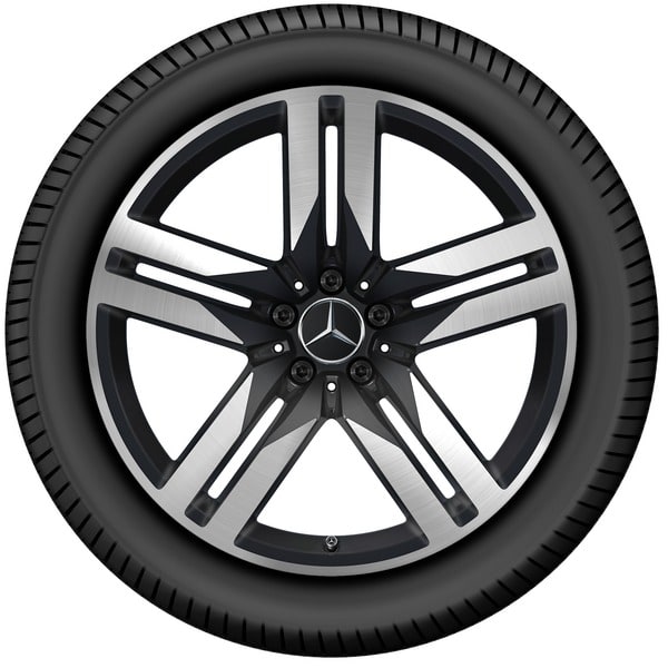 Колесный диск 8,5J×20 ET40 для Mercedes-Benz E-Class 213 / GLC 253, передняя и задняя оси, черный, матовый, с алмазной проточкой, 5 двойных спиц — фото 3
