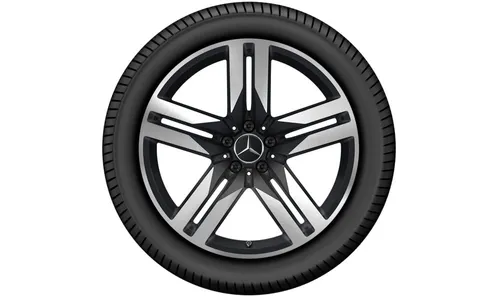 Колесный диск 8,5J×20 ET40 для Mercedes-Benz E-Class 213 / GLC 253, передняя и задняя оси, черный, матовый, с алмазной проточкой, 5 двойных спиц — фото 3