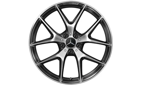 Колесный диск AMG 8,5J×20 ET40 для Mercedes-Benz E-Class 213 / GLC 253, передняя ось, черный, с алмазной проточкой, перекрестные спицы — фото 1