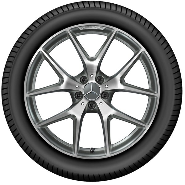 Колесный диск AMG 9,5J×20 ET22 для Mercedes-Benz GLC 253, задняя ось, титаново-серый, перекрестные спицы — фото 3