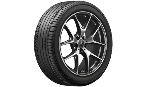 Колесный диск AMG 9,5J×20 ET22 для Mercedes-Benz GLC 253, задняя ось, черный, с алмазной проточкой, перекрестные спицы — фото 1