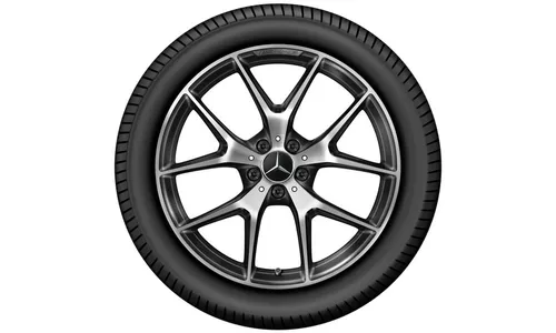 Колесный диск AMG 9,5J×20 ET22 для Mercedes-Benz GLC 253, задняя ось, черный, с алмазной проточкой, перекрестные спицы — фото 2