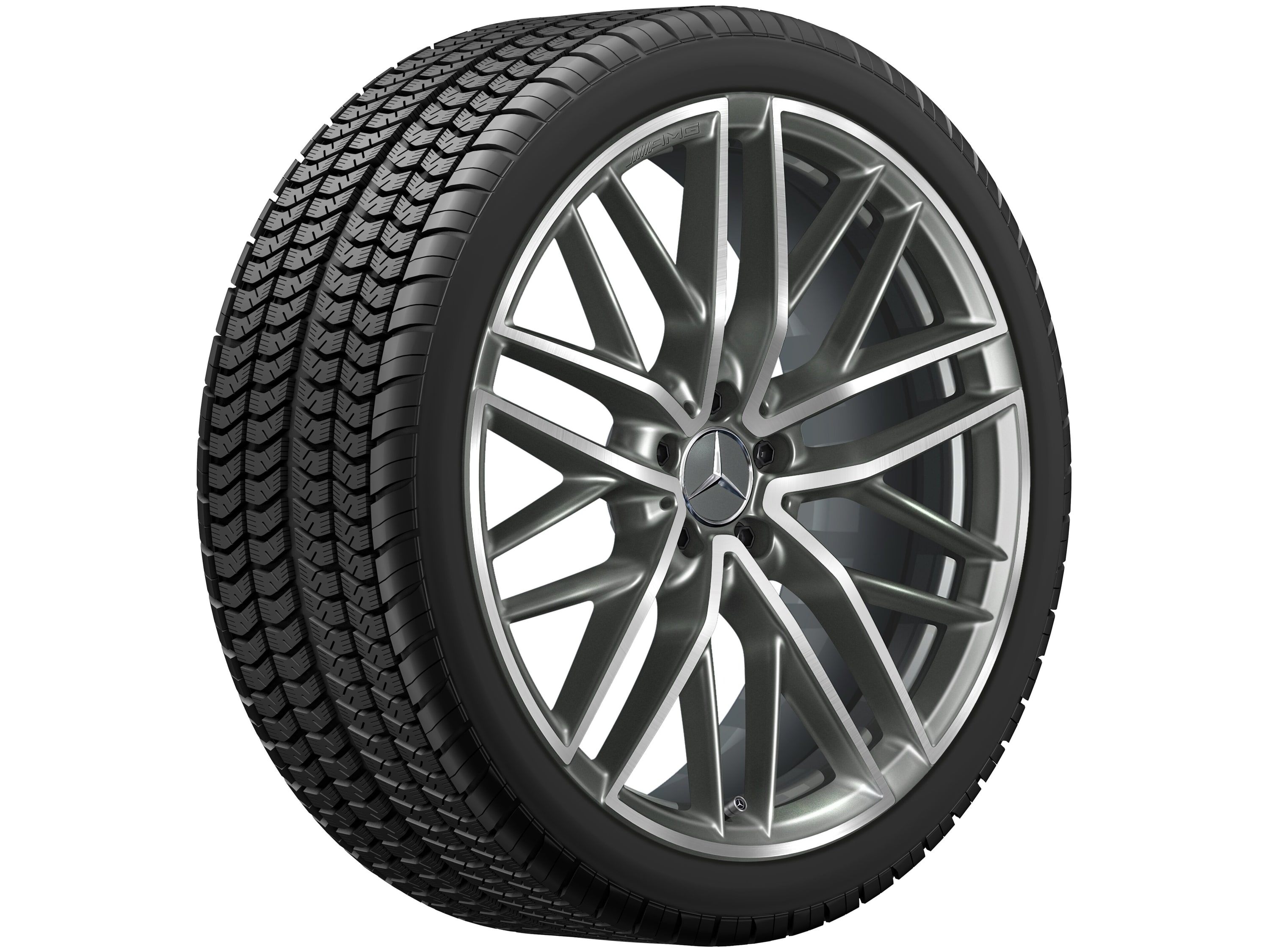 Колесный диск AMG 8,5J×21 ET40 для Mercedes-Benz GLC 253, передняя ось, титаново-серый, с алмазной проточкой, 5 двойных спиц — фото 3