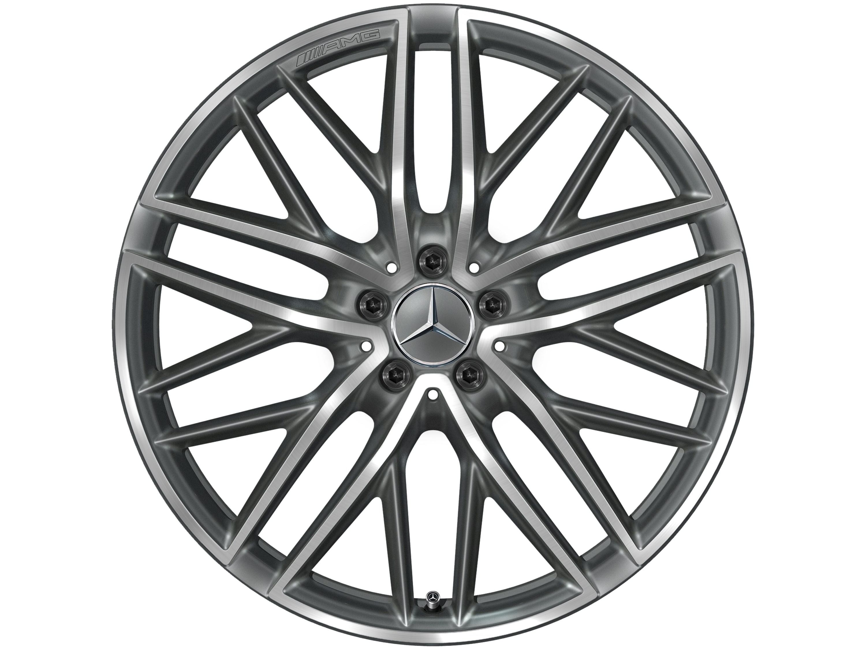 Колесный диск AMG 8,5J×21 ET40 для Mercedes-Benz GLC 253, передняя ось, титаново-серый, с алмазной проточкой, 5 двойных спиц — фото 5