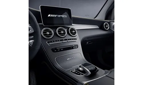Накладка центральной консоли, матовый карбон, с крышкой отсека и эмблемой AMG, Mercedes-Benz C-class 205 / GLC 253 — фото 1