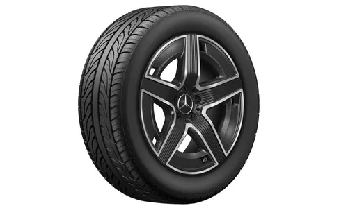 Колесный диск AMG 8J×19 ET32,5 для Mercedes-Benz GLC 254, передняя ось, черный, с алмазной проточкой, 5 спиц — фото 2