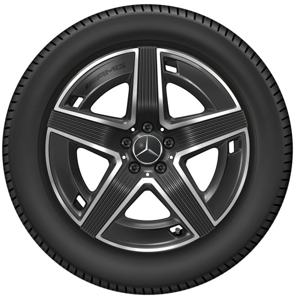 Колесный диск AMG 8J×19 ET32,5 для Mercedes-Benz GLC 254, передняя ось, черный, с алмазной проточкой, 5 спиц — фото 3