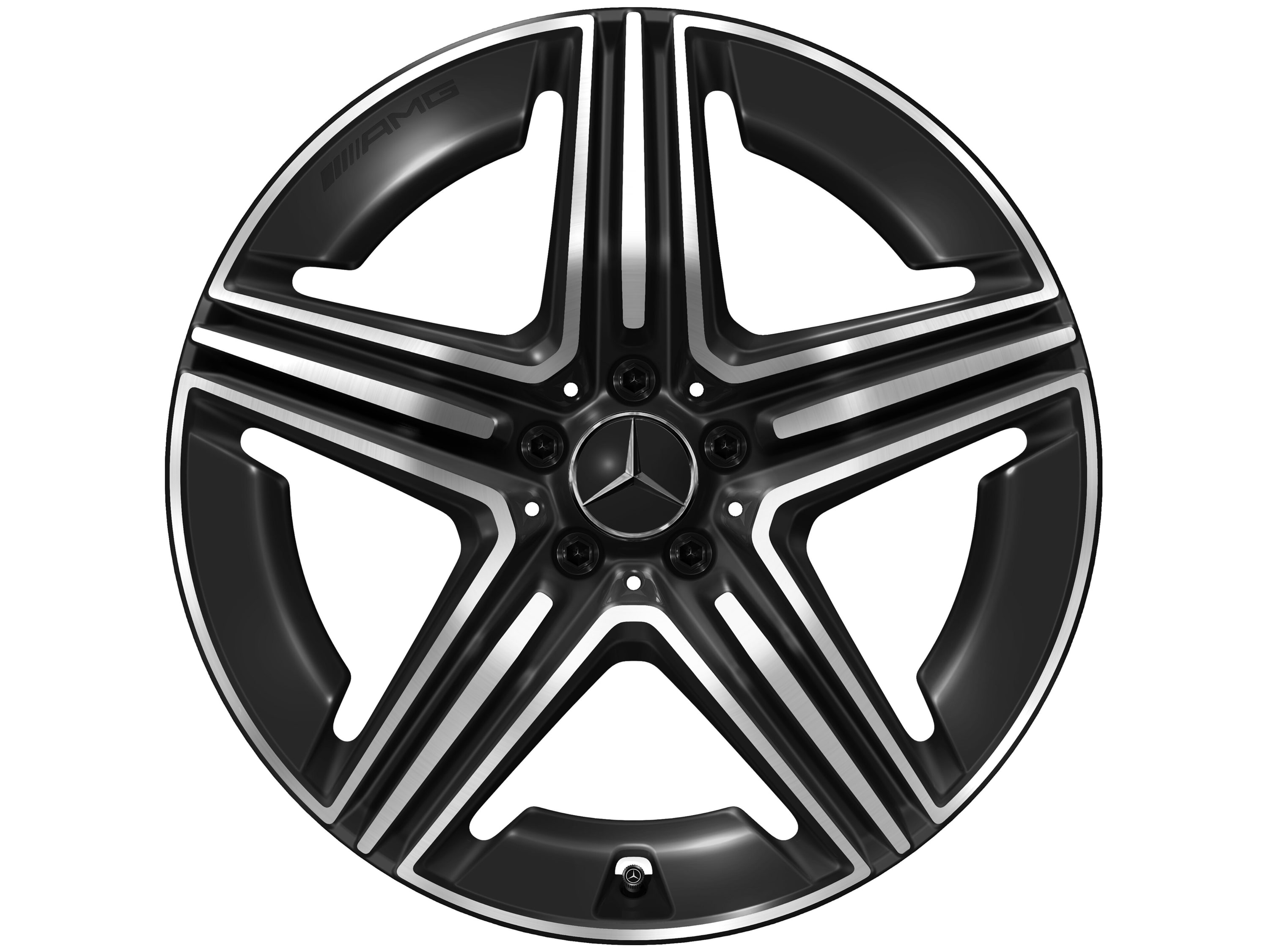 Колесный диск AMG 9,5J×20 ET35,5 для Mercedes-Benz GLC 254, задняя ось, черный, с алмазной проточкой, 5 спиц — фото 3