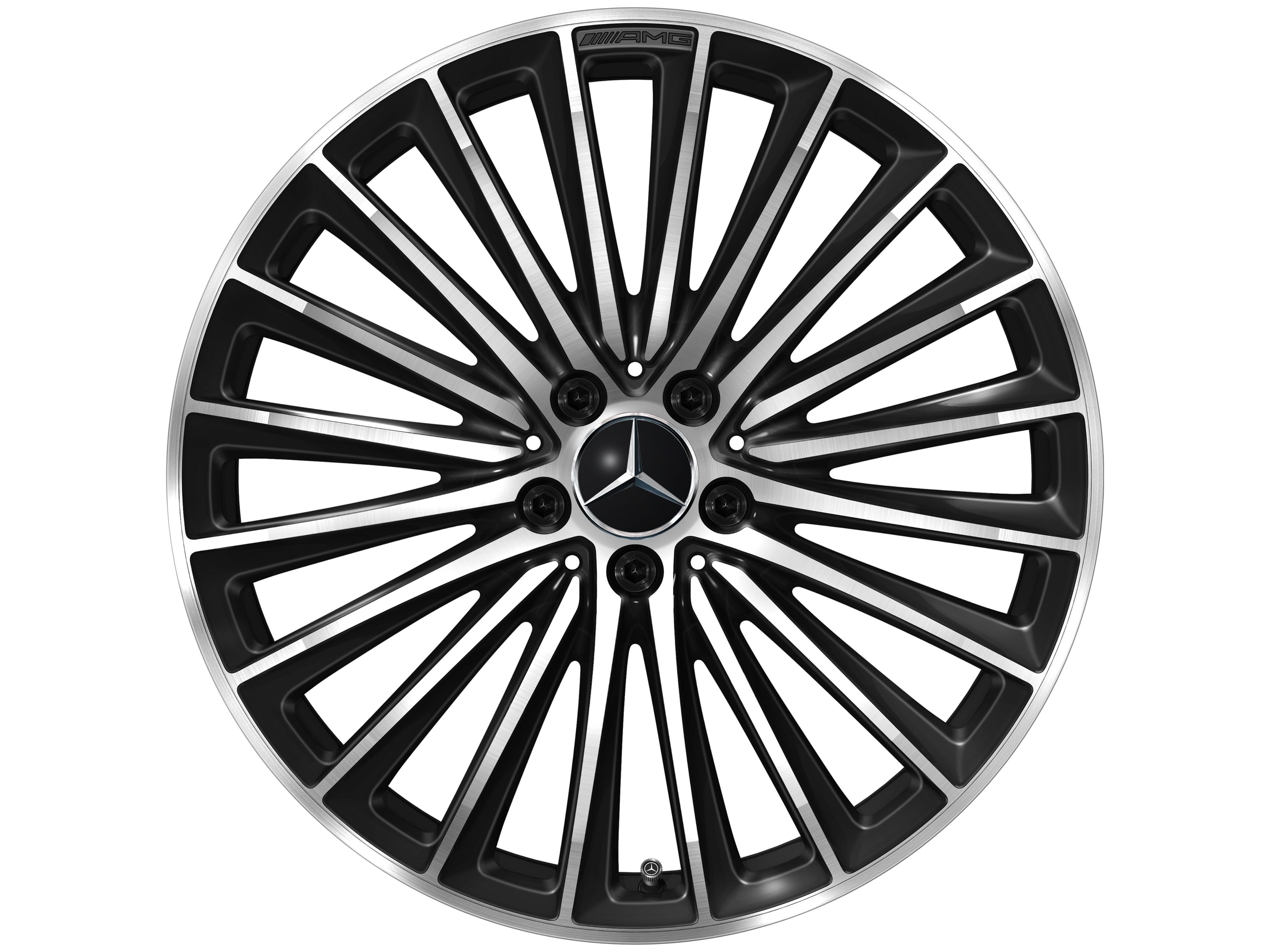 Колесный диск AMG 9,5J×20 ET35,5 для Mercedes-Benz GLC 254, задняя ось, черный, с алмазной проточкой, многоспицевый — фото 3