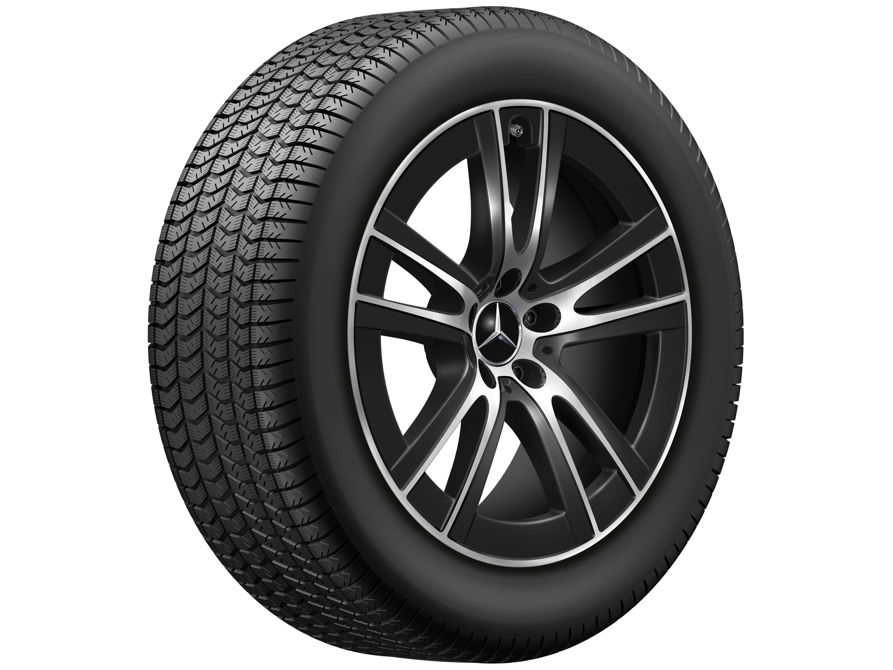 Колесный диск 9J×19 ET30 для Mercedes-Benz GLC 254, задняя ось, черный, с алмазной проточкой, 5 двойных спиц — фото 2