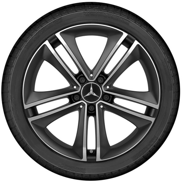 Колесный диск 8J×18 ET33 для Mercedes-Benz CLS 257, передняя и задняя оси, черный, матовый, 5 двойных спиц — фото 3