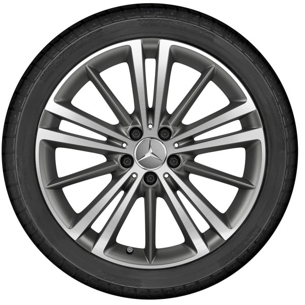 Колесный диск 9J×19 ET33 для Mercedes-Benz CLS 257, задняя ось, серый Himalaya, матовый, 5 двойных спиц — фото 3