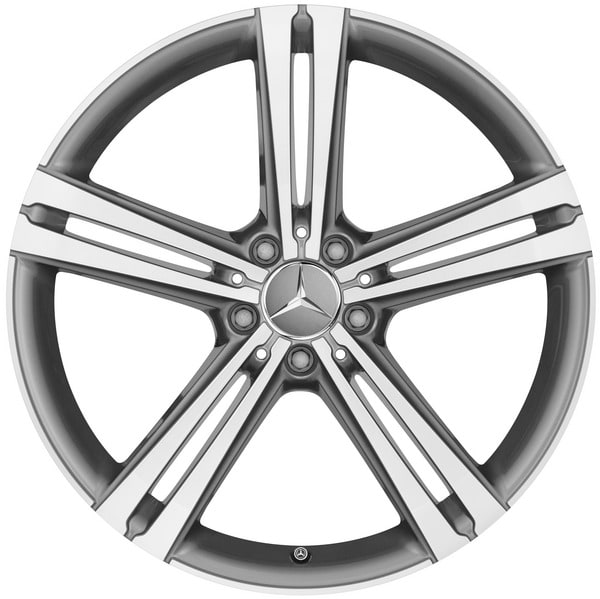 Колесный диск 8J×20 ET33 для Mercedes-Benz CLS 257, передняя ось, серый Himalaya, с алмазной проточкой, 5 двойных спиц — фото 1