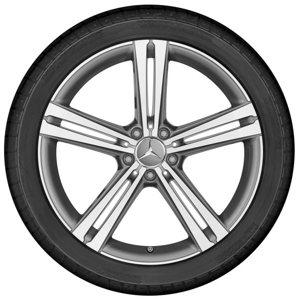Колесный диск 8J×20 ET33 для Mercedes-Benz CLS 257, передняя ось, серый Himalaya, с алмазной проточкой, 5 двойных спиц — фото 3