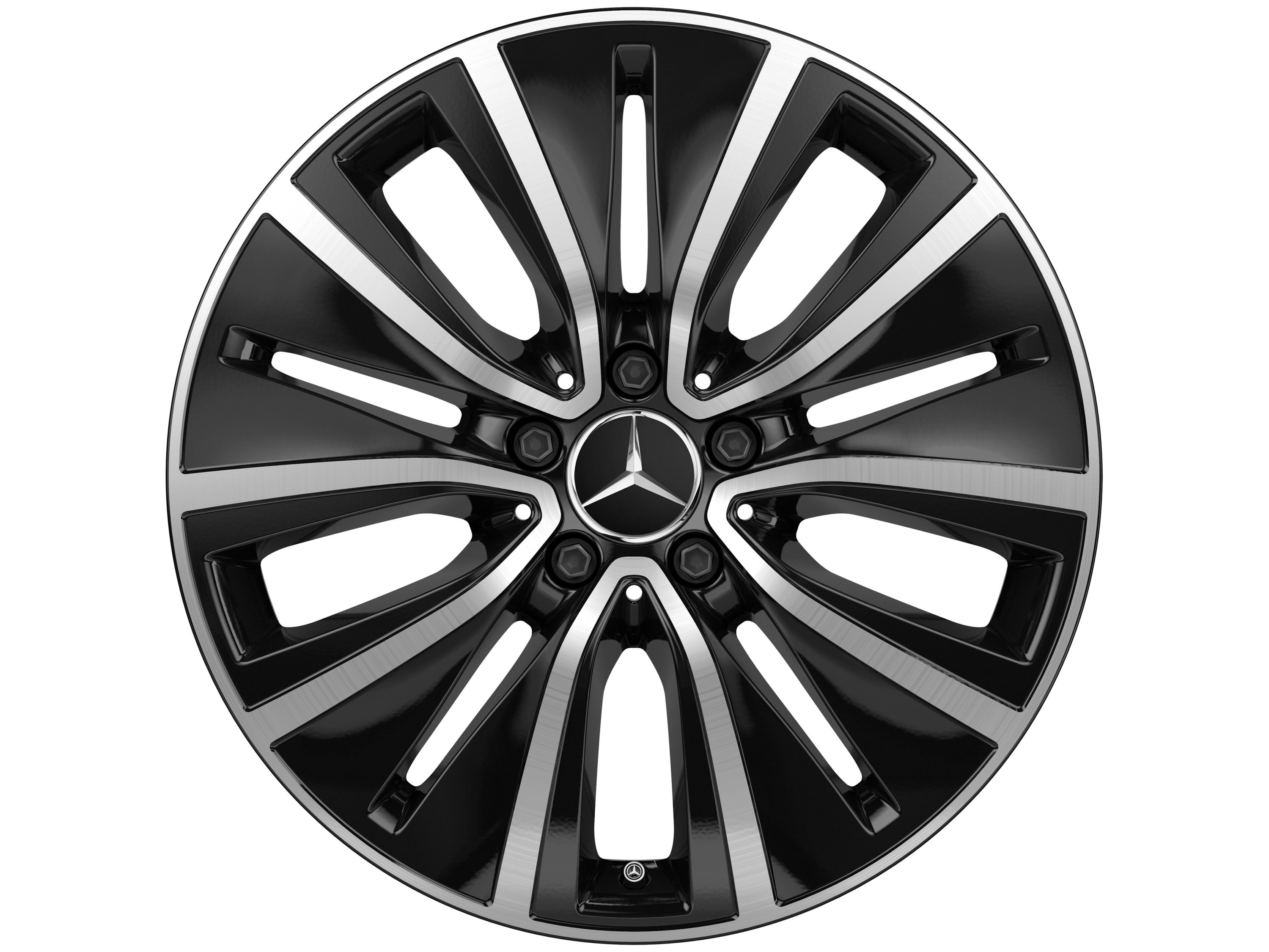 Колесный диск 8J×18 ET33 для Mercedes-Benz CLS 257, передняя и задняя оси, черный, с алмазной проточкой, 10 декоративных отверстий — фото 2